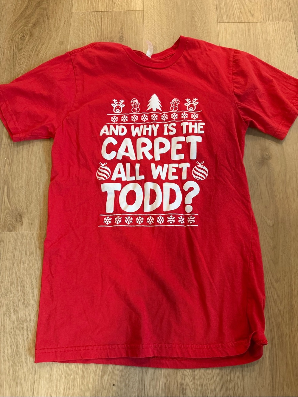 Lampoons Holiday Graphic Tee - "And Why Is The Carpet All Wet Todd?"